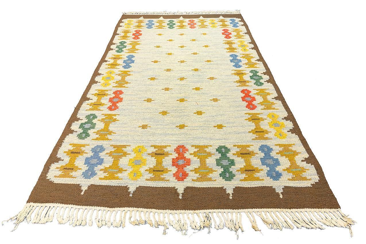 Swedish Rug Flatweave Rollakan Cross Motif, 1950 1970 photo Textiles