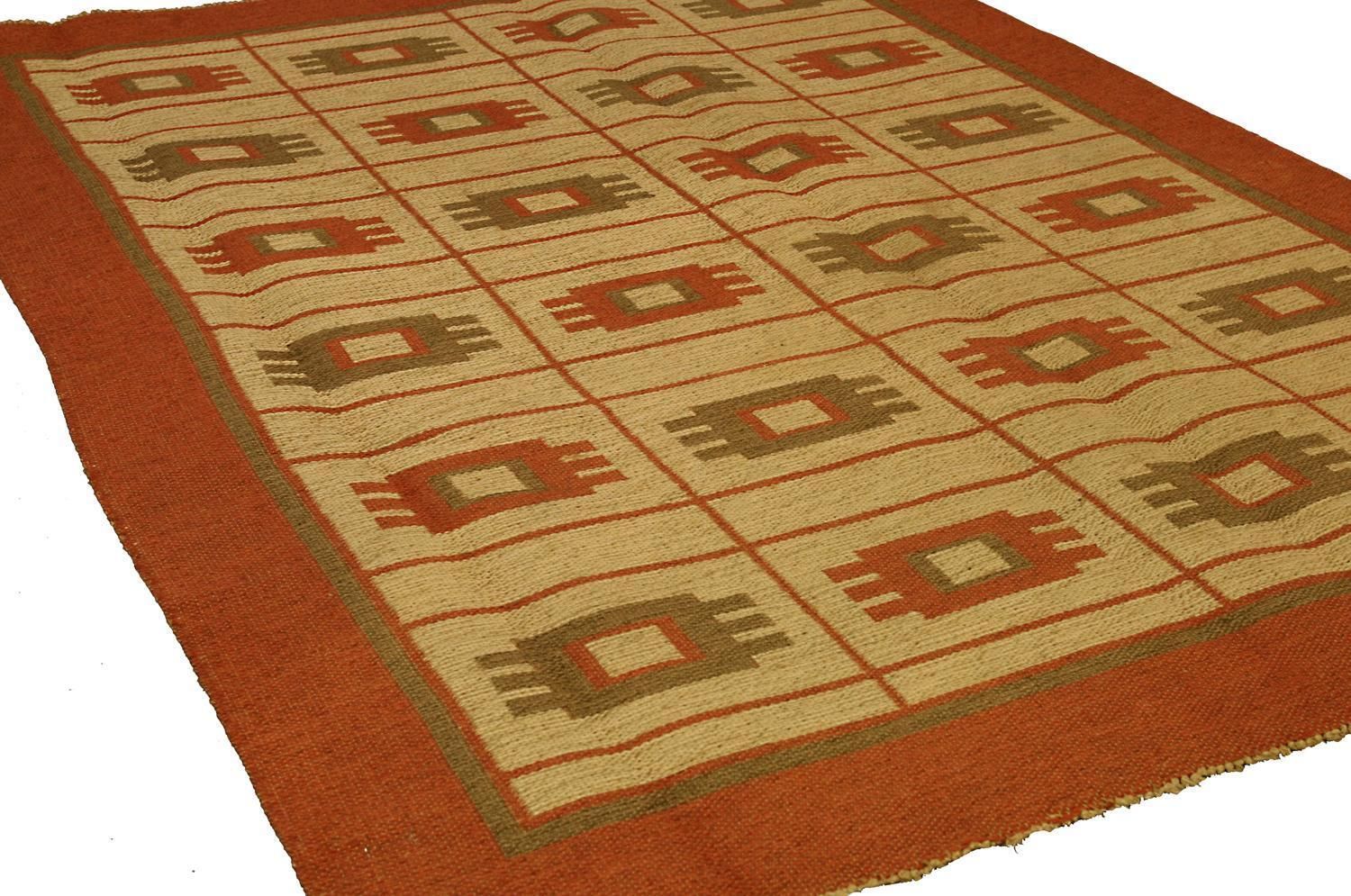 Swedish Kilim Mid Century Double Face photo Textiles