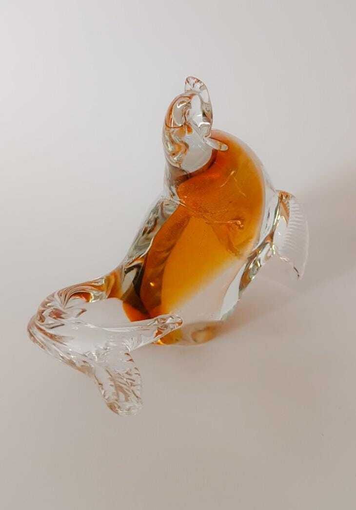 Murano Glass Seal Figure Statuette With Aventurine Gold Leaf Vintage Sculpture photo for sale
