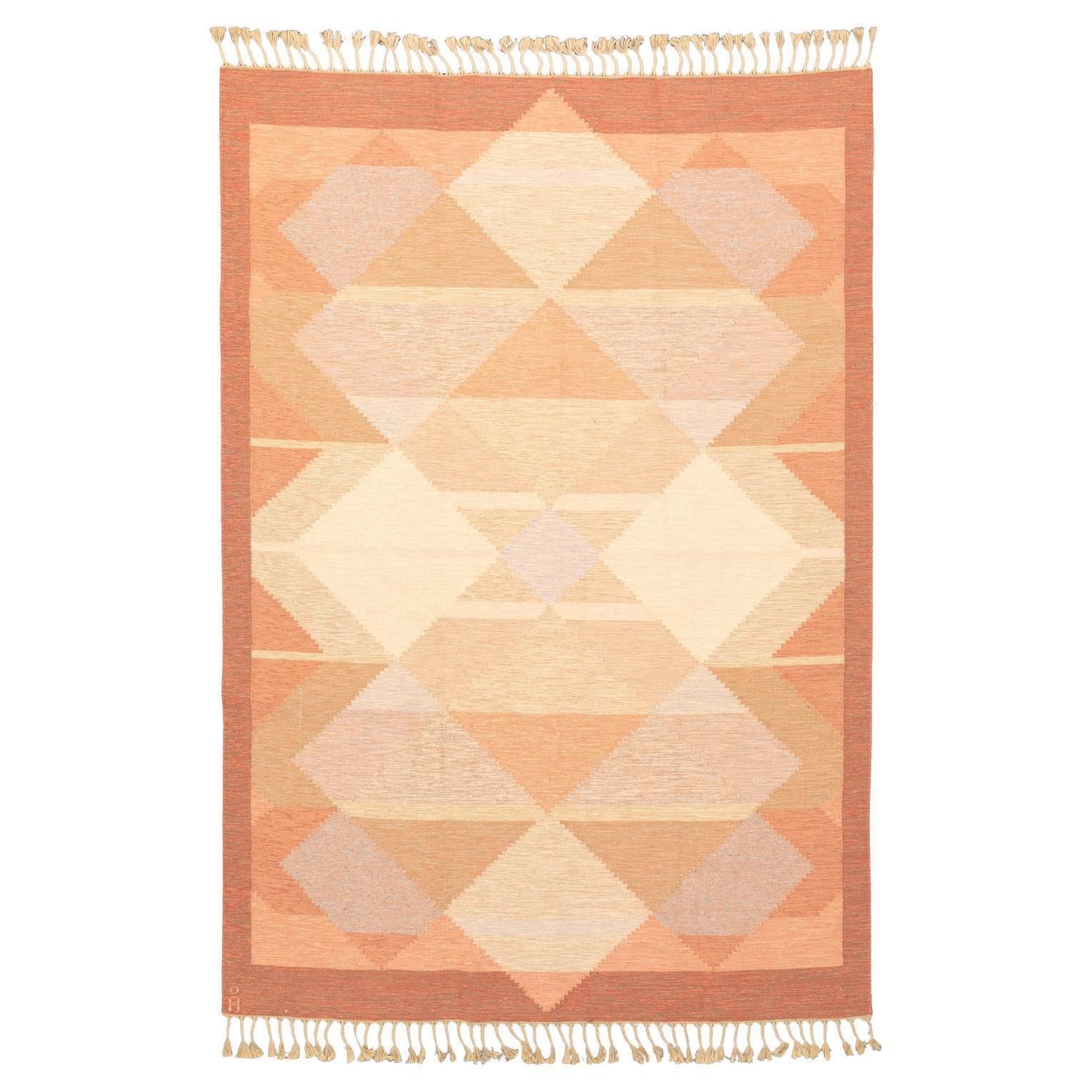 Vintage Swedish Flat Weave Kilim By Anna Joanna Angstrom