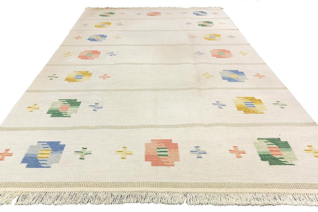 Swedish Flatweave Rug Rollakan, 1950 1970 photo for sale
