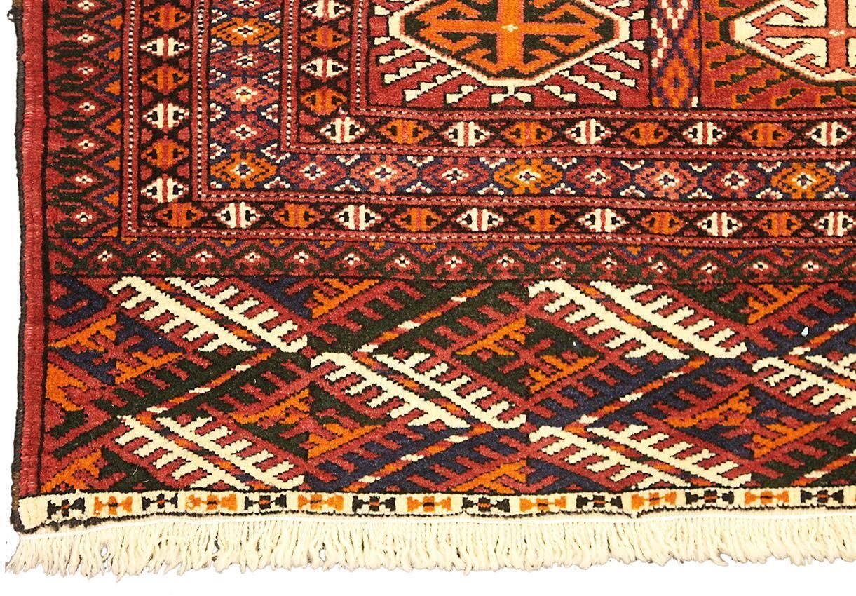 Bokhara Rug Turkmen Vintage Geometric Design (6' 11"  X 10' 3") photo Textiles