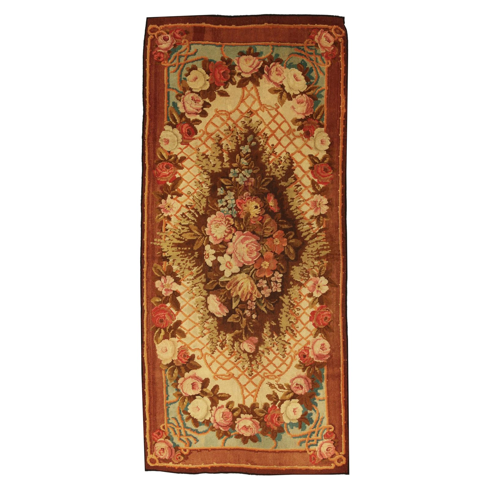 Axminster Rug Multicolor Floral Design, Ca. 1880