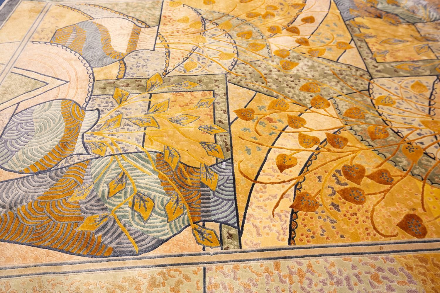 photo furniture Chinese Art Deco Silk Rug Late 20th Century