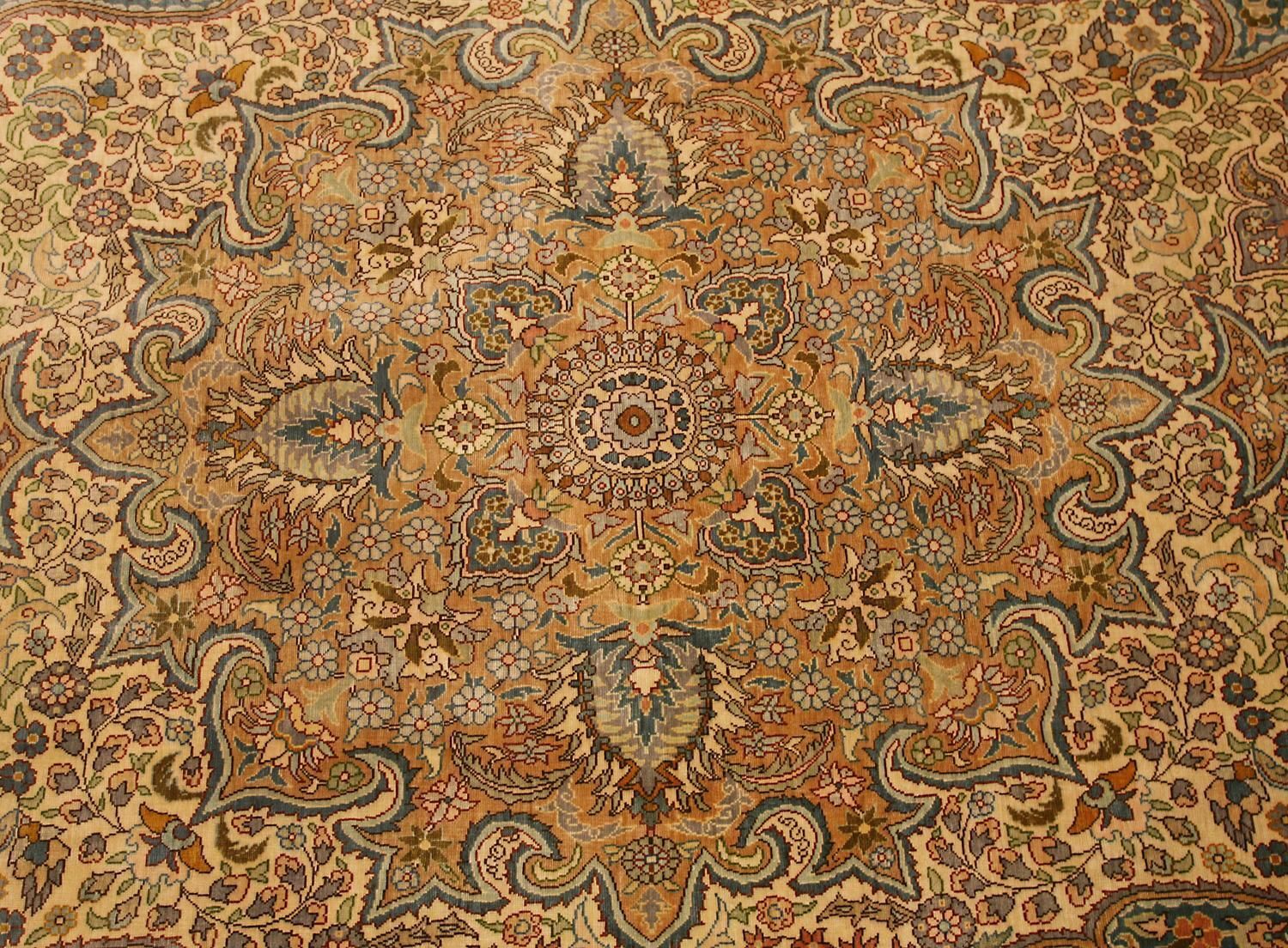 Turkish Signed Hereke Ivory Background Color Silk Extra Fine Rug, Xxi Century photo vinterior