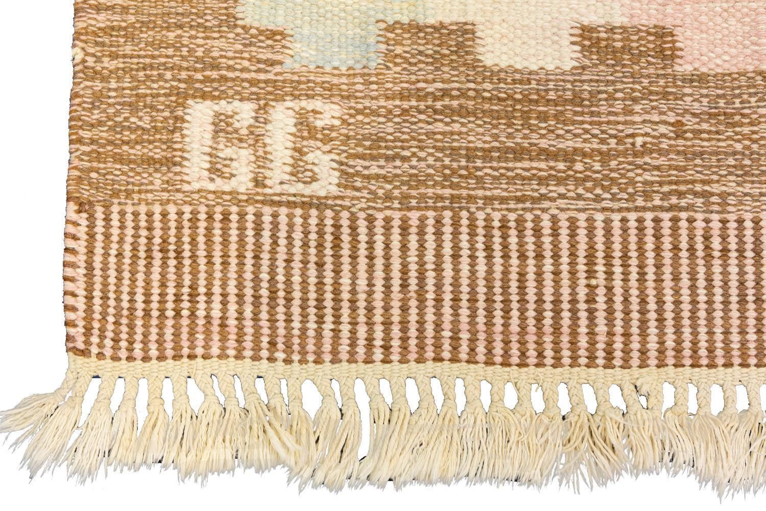 Mid Century Swedish Flat Weave Kilim By Gitt Grannsjo Carlsson, Ca. 1950 photo Textiles