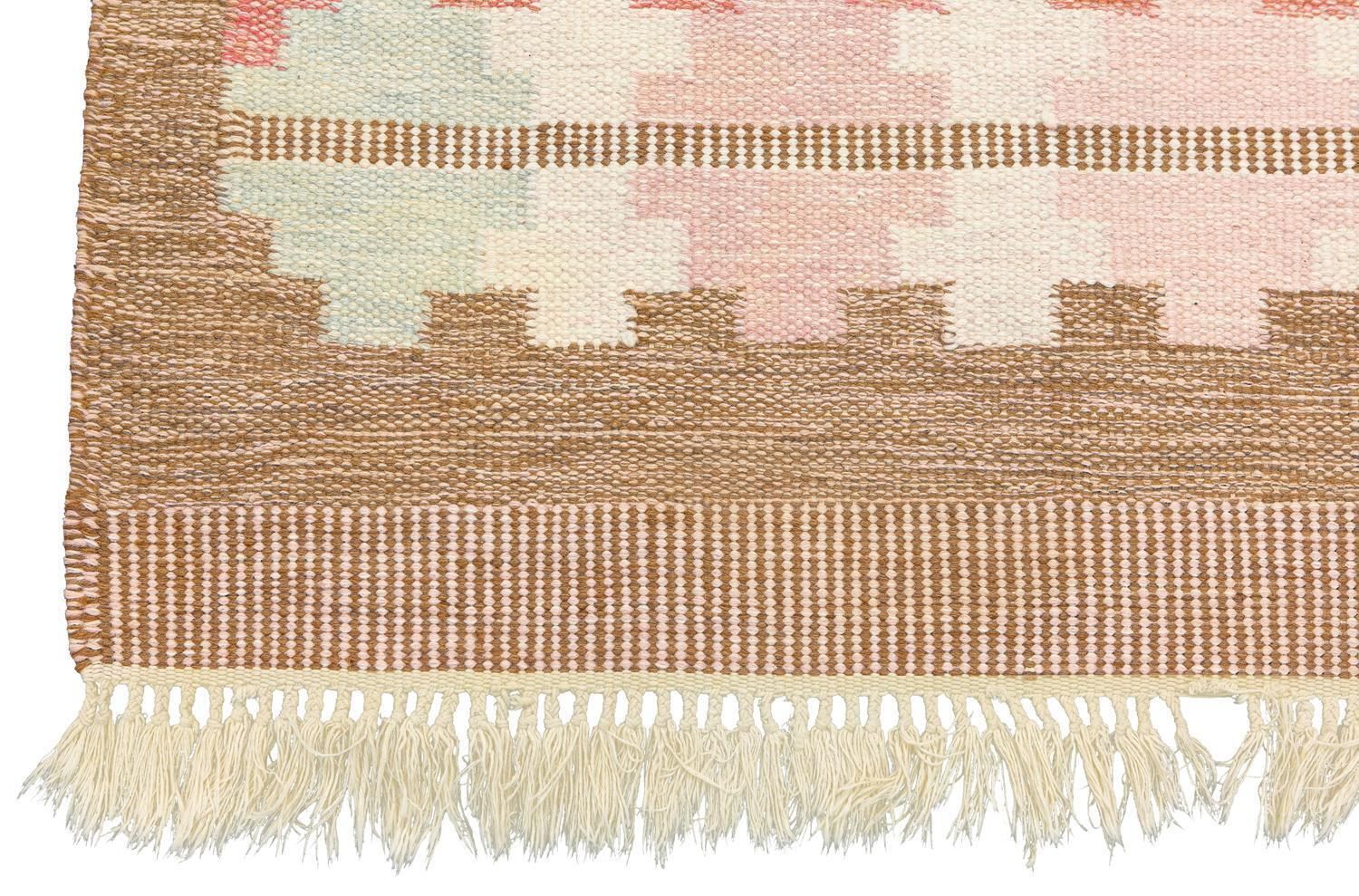 Mid Century Swedish Flat Weave Kilim By Gitt Grannsjo Carlsson, Ca. 1950 photo buy