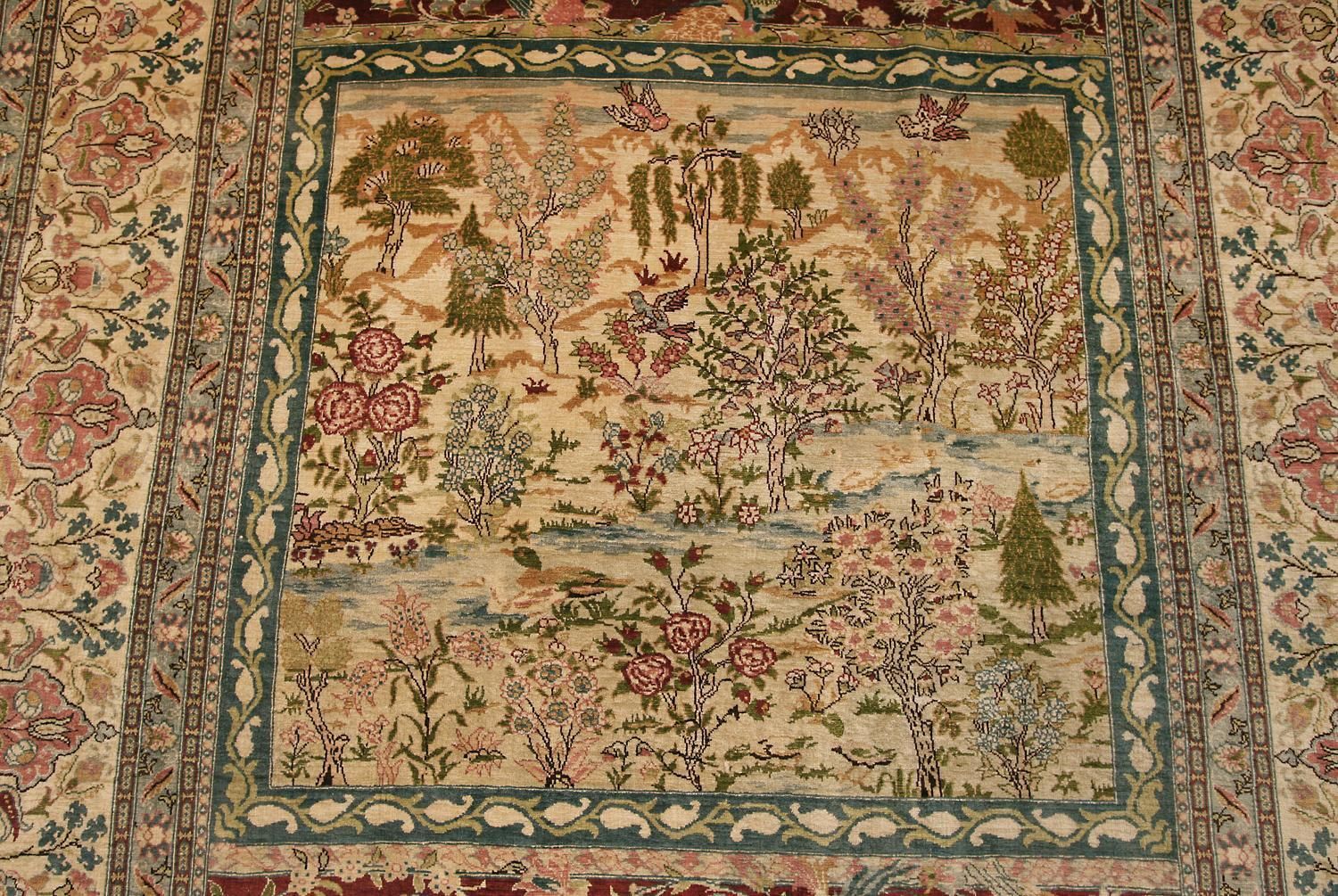 Signed "Paradise Rug" Turkish Hereke Silk & Metal Rug, Xxi Century photo furniture