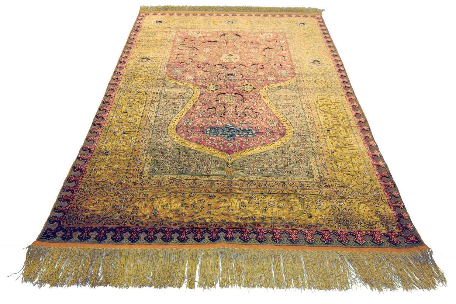 Rare Turkish Antique Signed “Zareh” Peyman Koum Kapi Rug photo for sale
