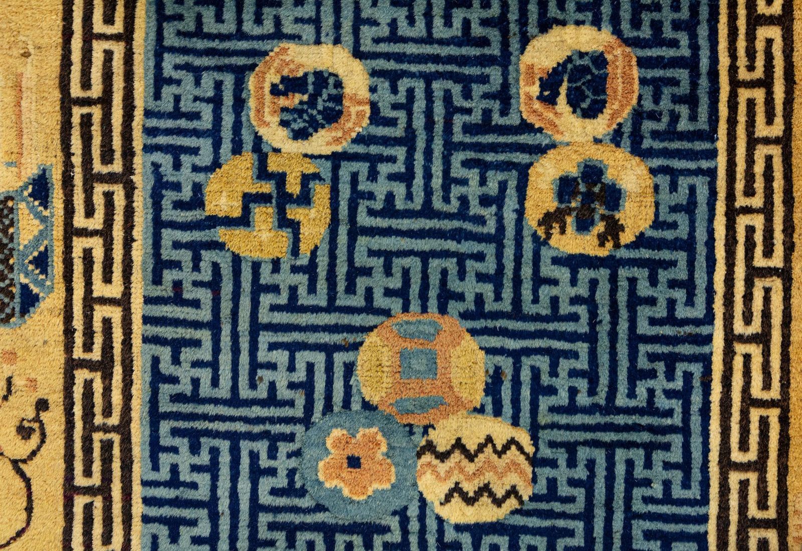 Antique Traditional Chinese Motifs Small Peking Rug, 19th Century photo Textiles