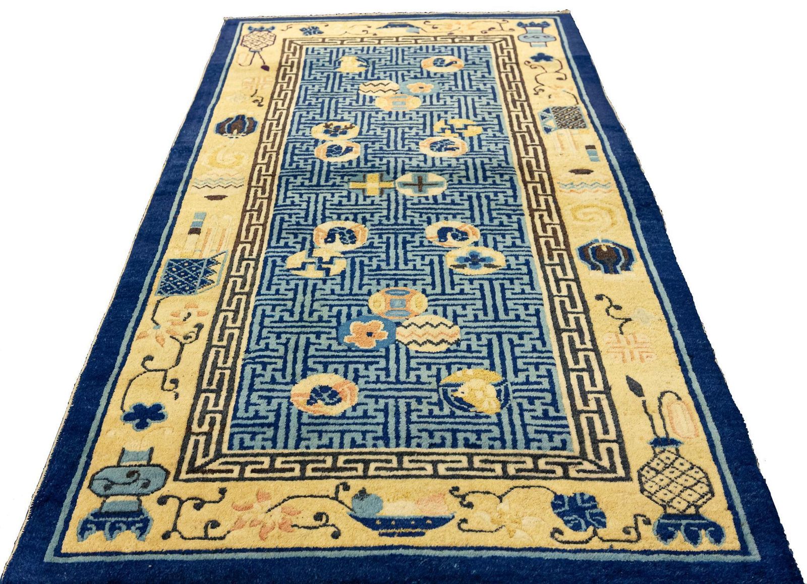 photo furniture Antique Traditional Chinese Motifs Small Peking Rug, 19th Century