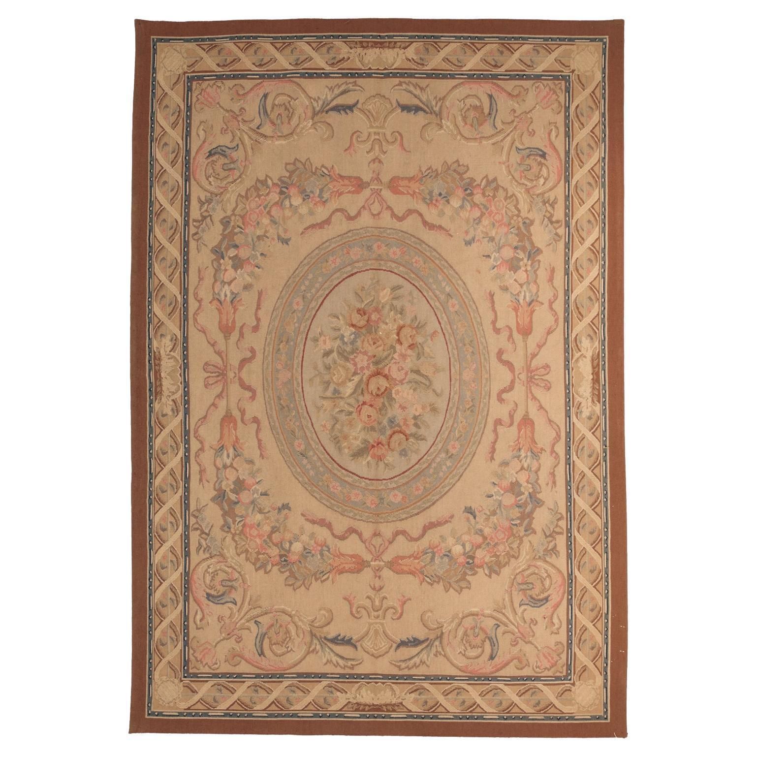 Aubusson Rug Flat Weave Inspired By French Style