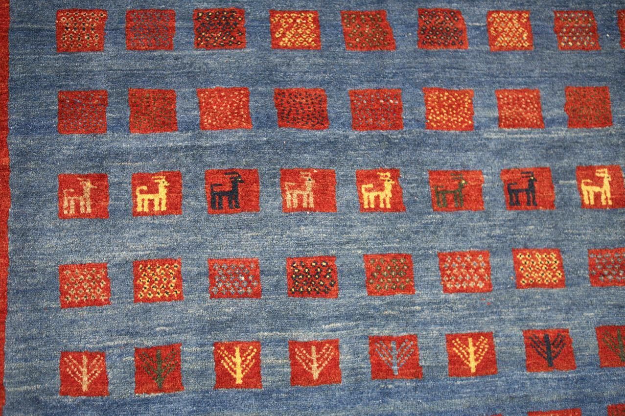 Blue Gabbeh Rug Minimalist Design photo for sale