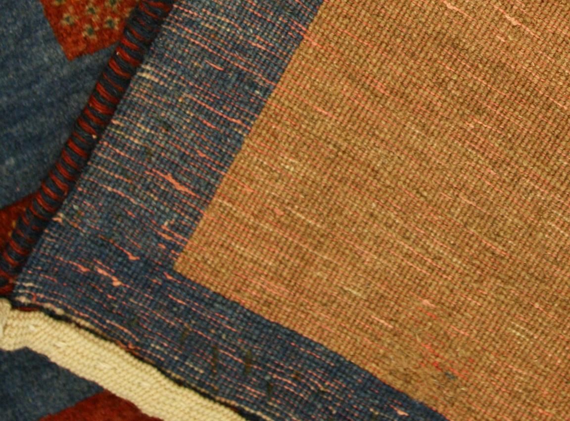 Blue Gabbeh Rug Minimalist Design photo Textiles