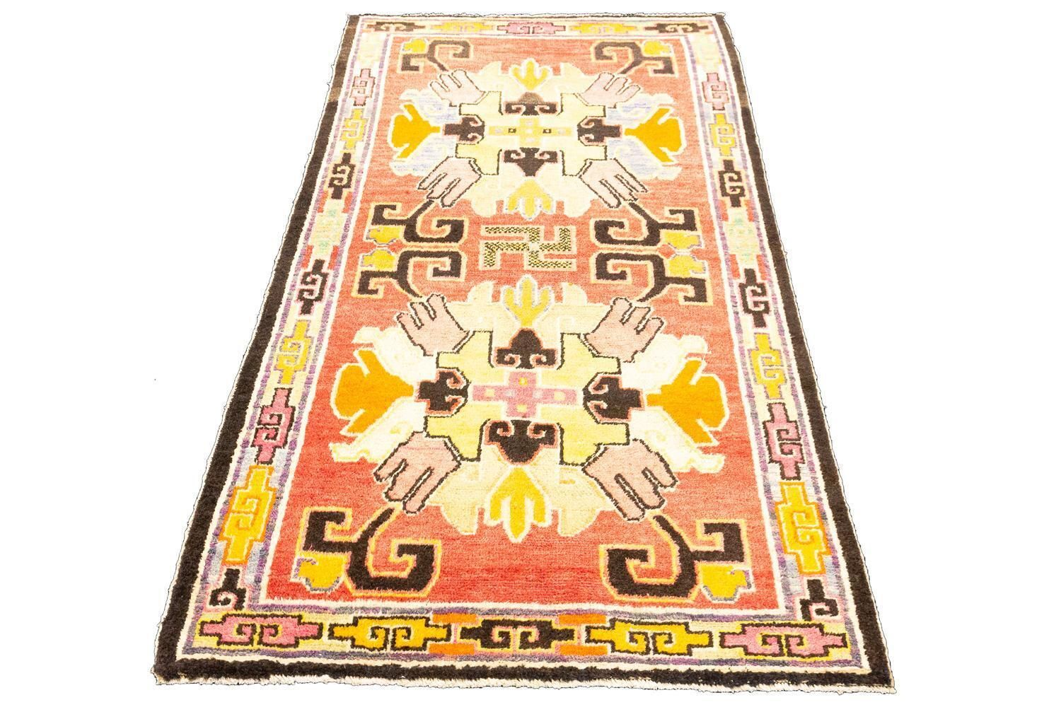 Tibetan Rug Swastika Motif, Ca. 1920 photo Textiles