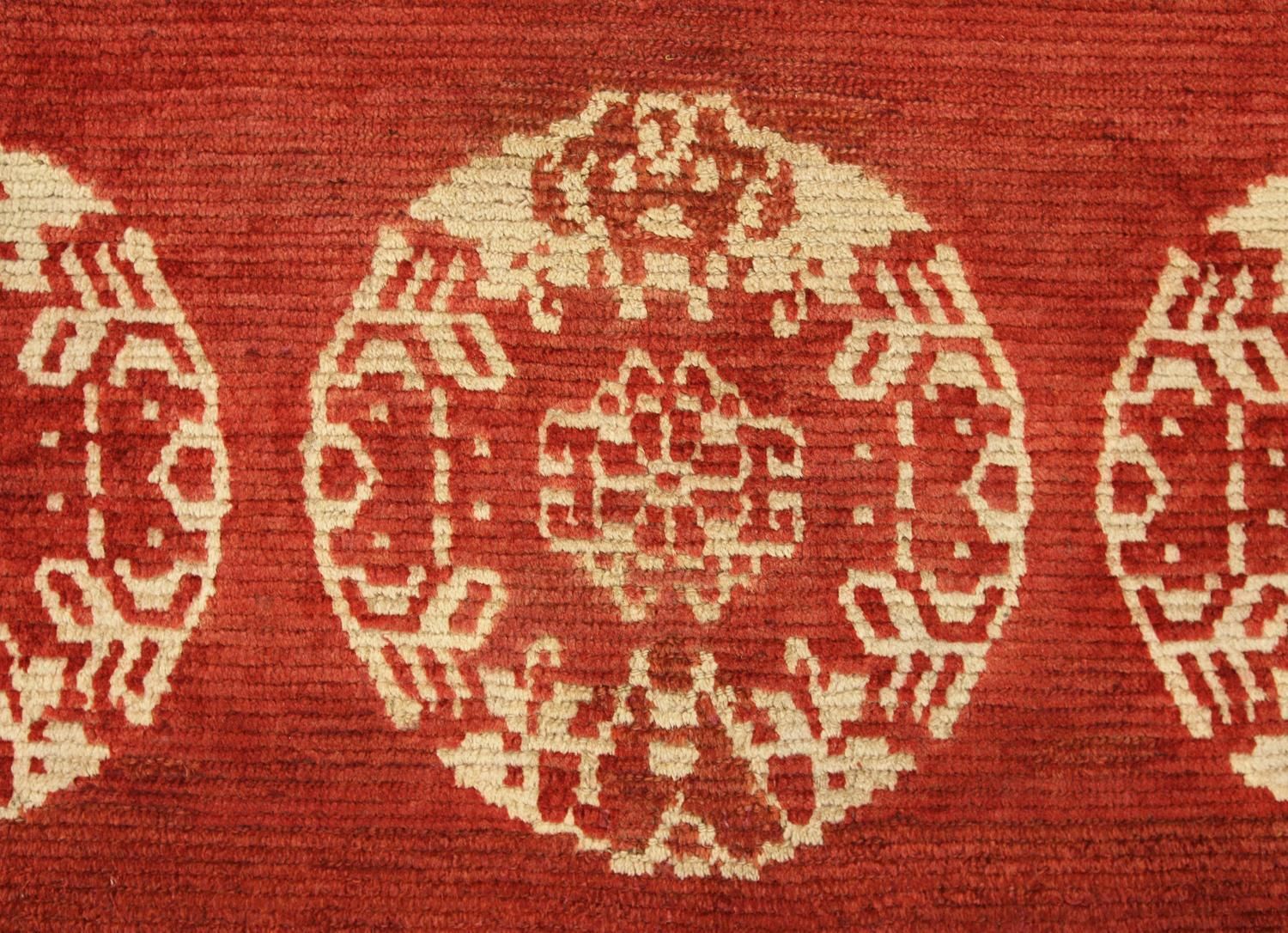 Antique Tibetan Geometric Beige Colored Medallions Wool Rug, Ca. 1900 photo Textiles