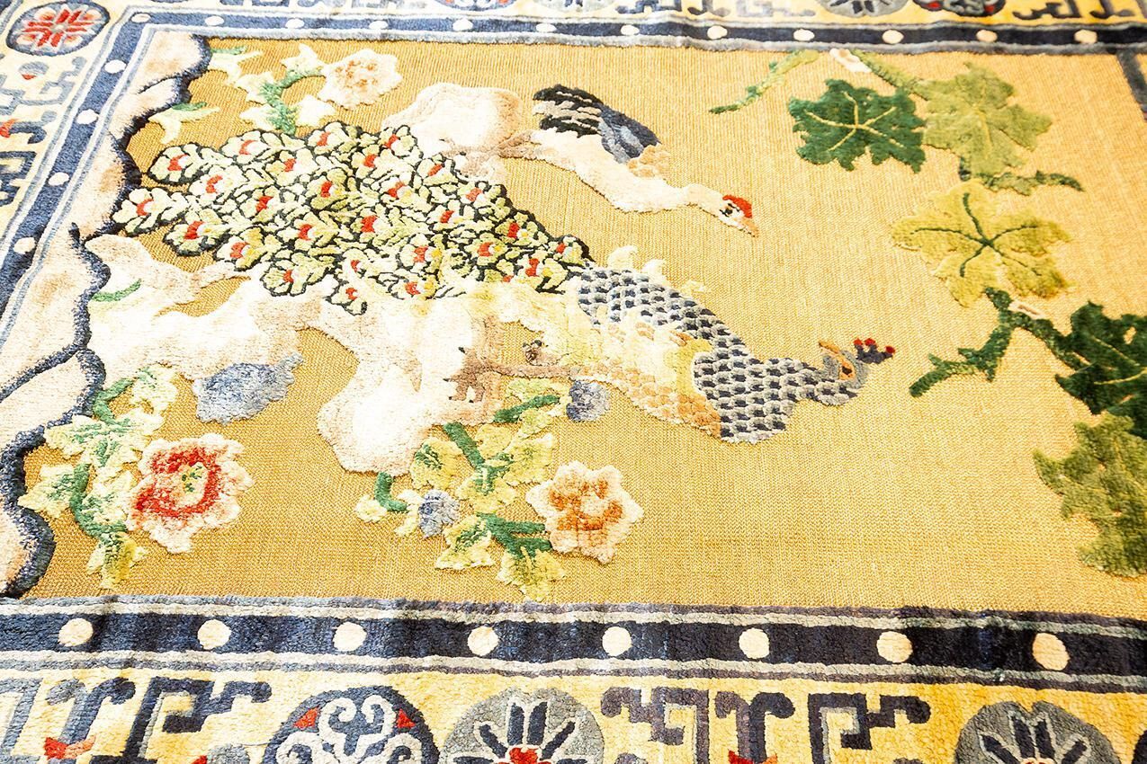 Chinese Silk Rug Immortal Bird Design, 1950 1970 photo for sale