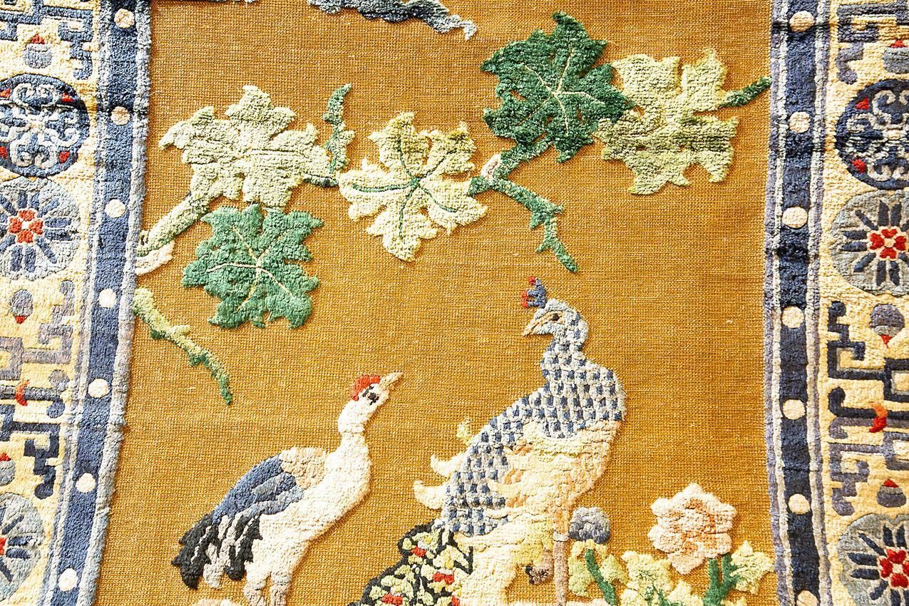 photo for sale Chinese Silk Rug Immortal Bird Design, 1950 1970