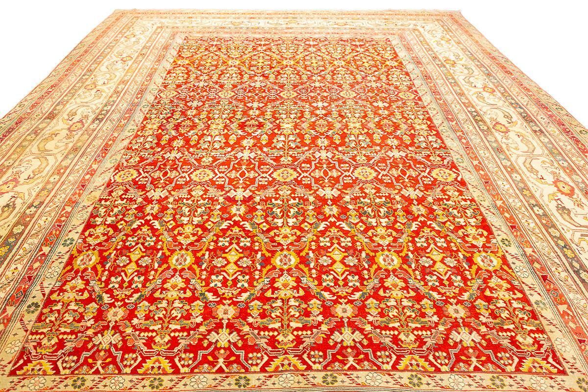 Antique Indian Agra Rug Red Field photo furniture