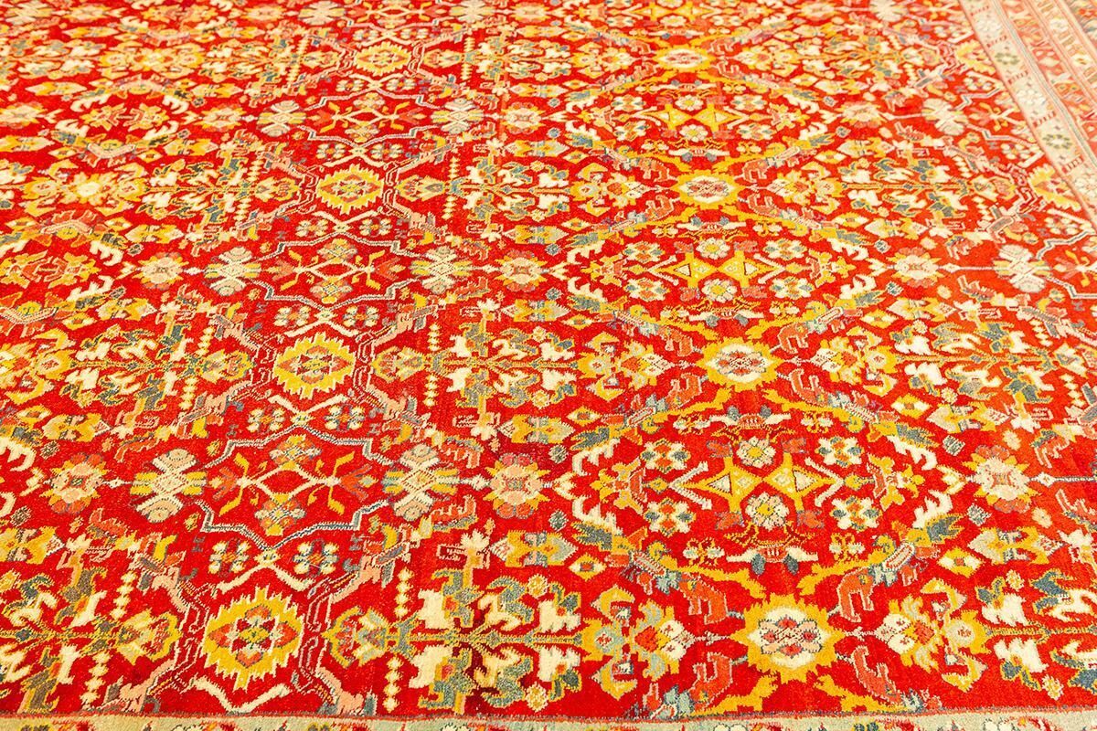 Antique Indian Agra Rug Red Field photo for sale