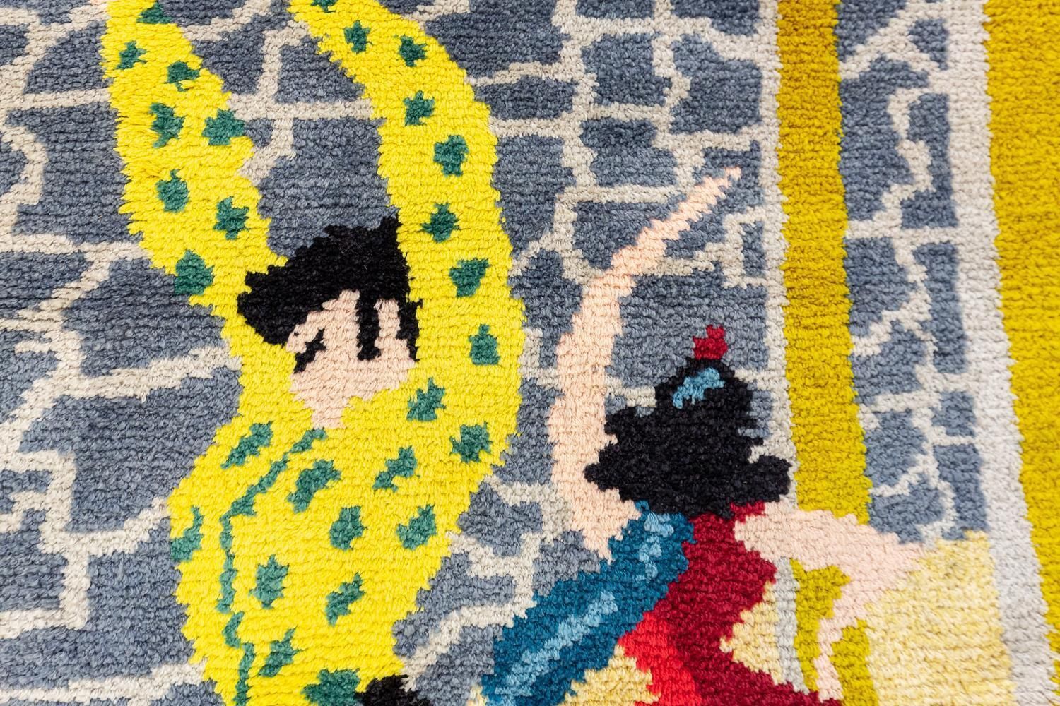 Vintage Spanish Signed Flamenco Dance Design Rug, 1950 1970 photo for sale