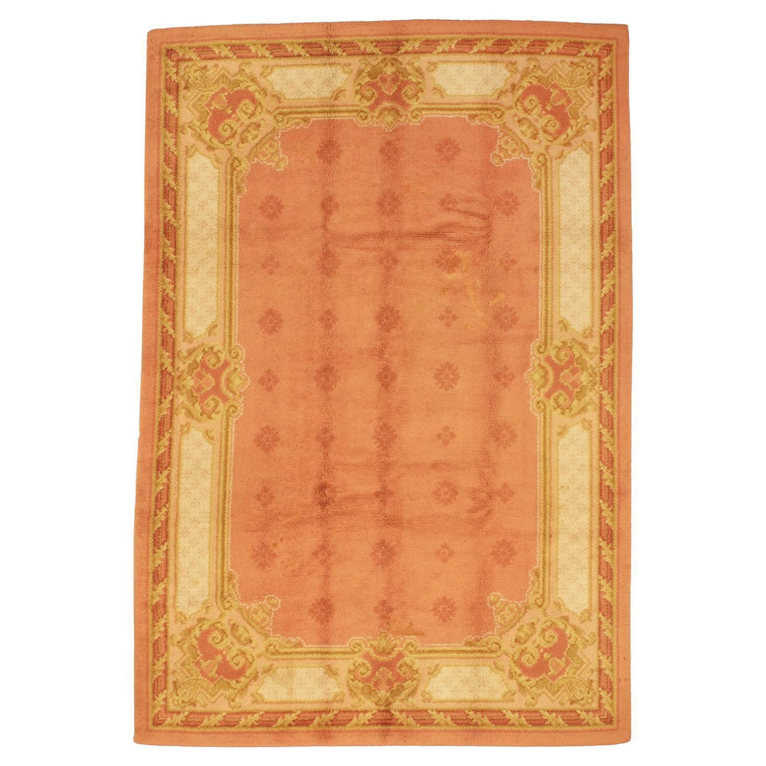 Antique English Donegal 'Art & Craft' Pink Field Wool Carpet, Ca. 1920