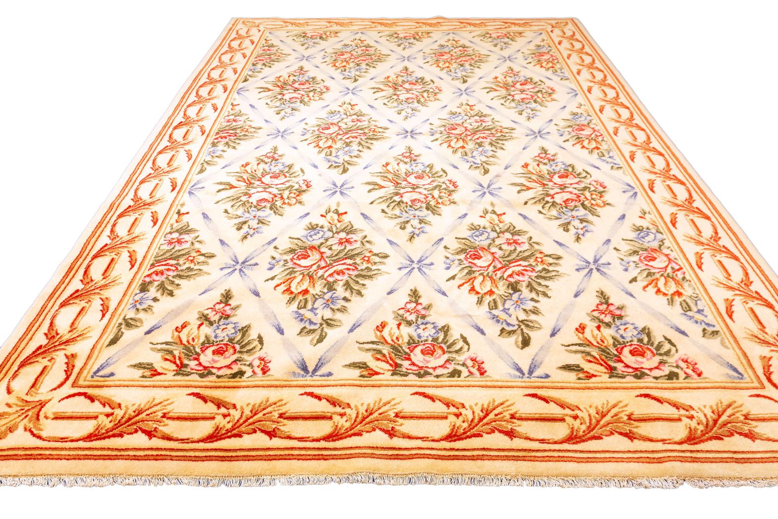 European Rug Floral Design Beige Color photo furniture