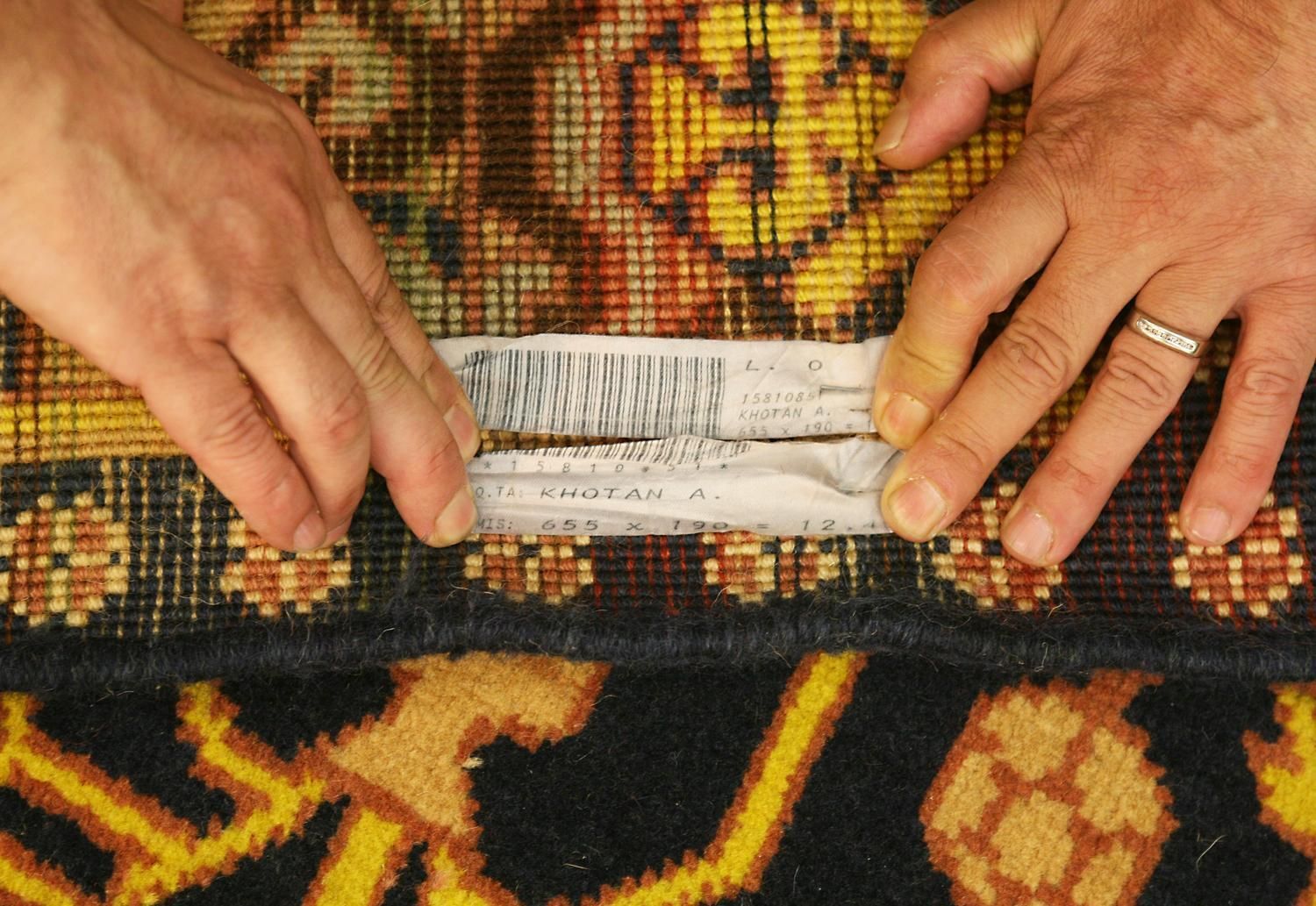 photo furniture Antique Kalleh Khotan Wool Carpet East Turkistan, Ca. 1920