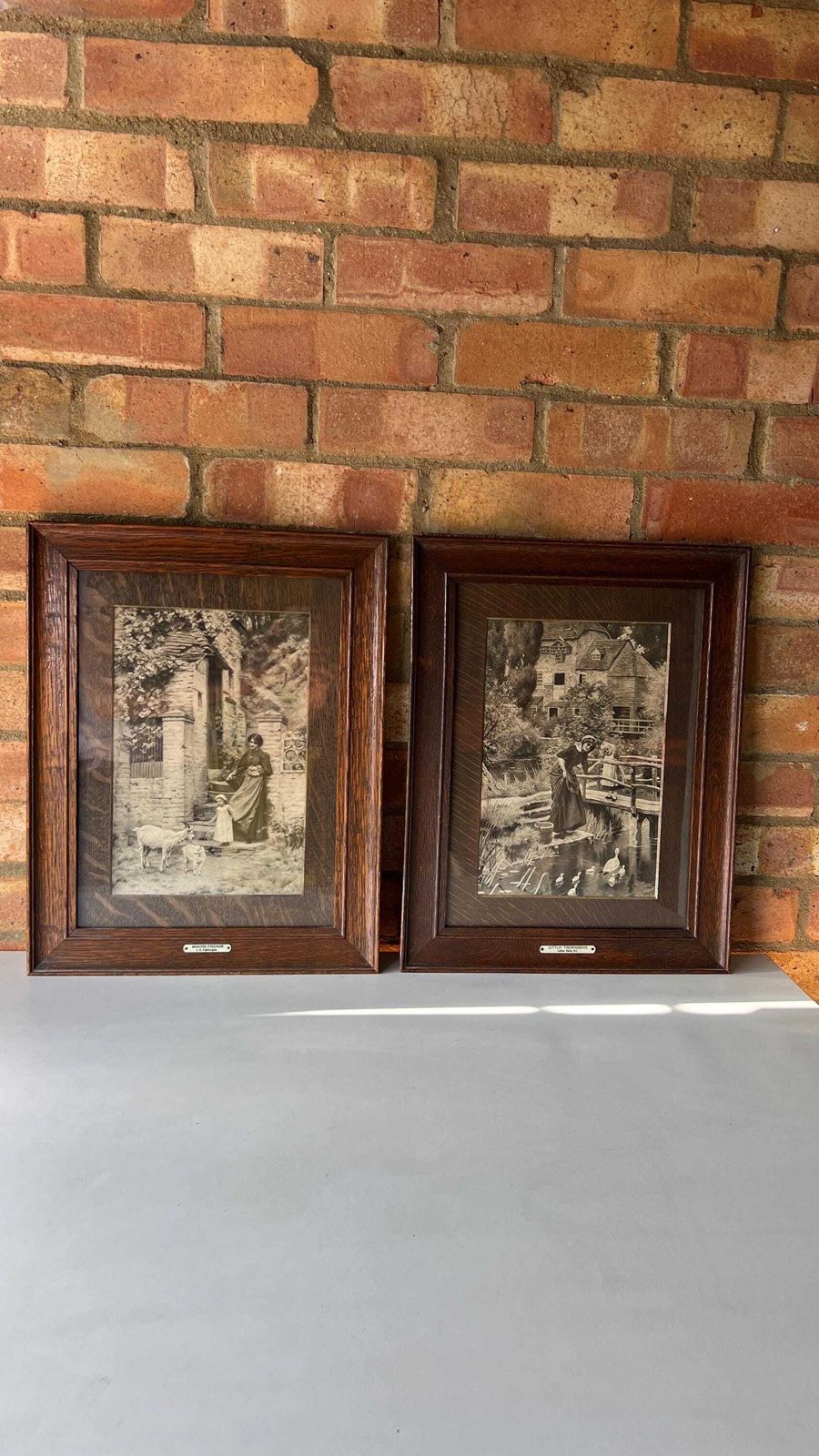 Set Of Two Late 1800s Prints   Making Friends By L. C. Nightingale & Little Trespassers By Lucien Davis photo furniture