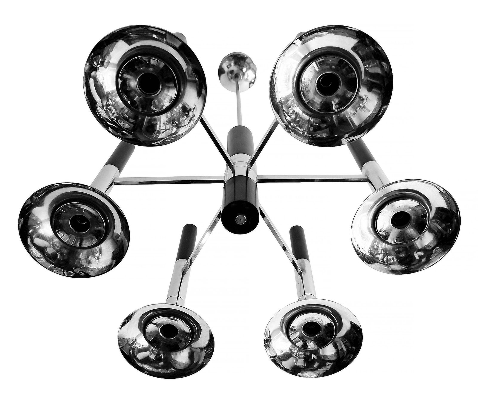 Mid Century Italian Reggiani Trumpet Chrome Chandelier, Circa 1970 photo for sale