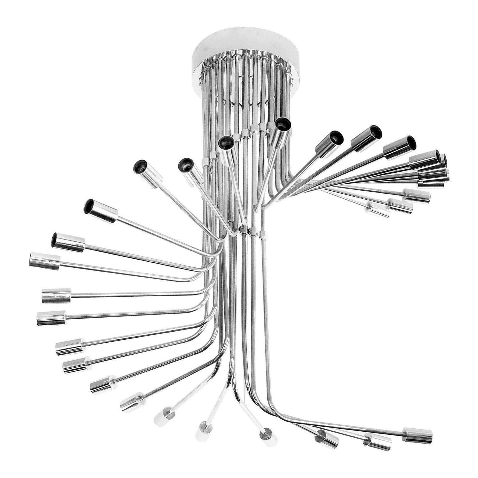 Mid Century Italian Gaetano Sciolari Spiral Chrome Chandelier, Circa 1970