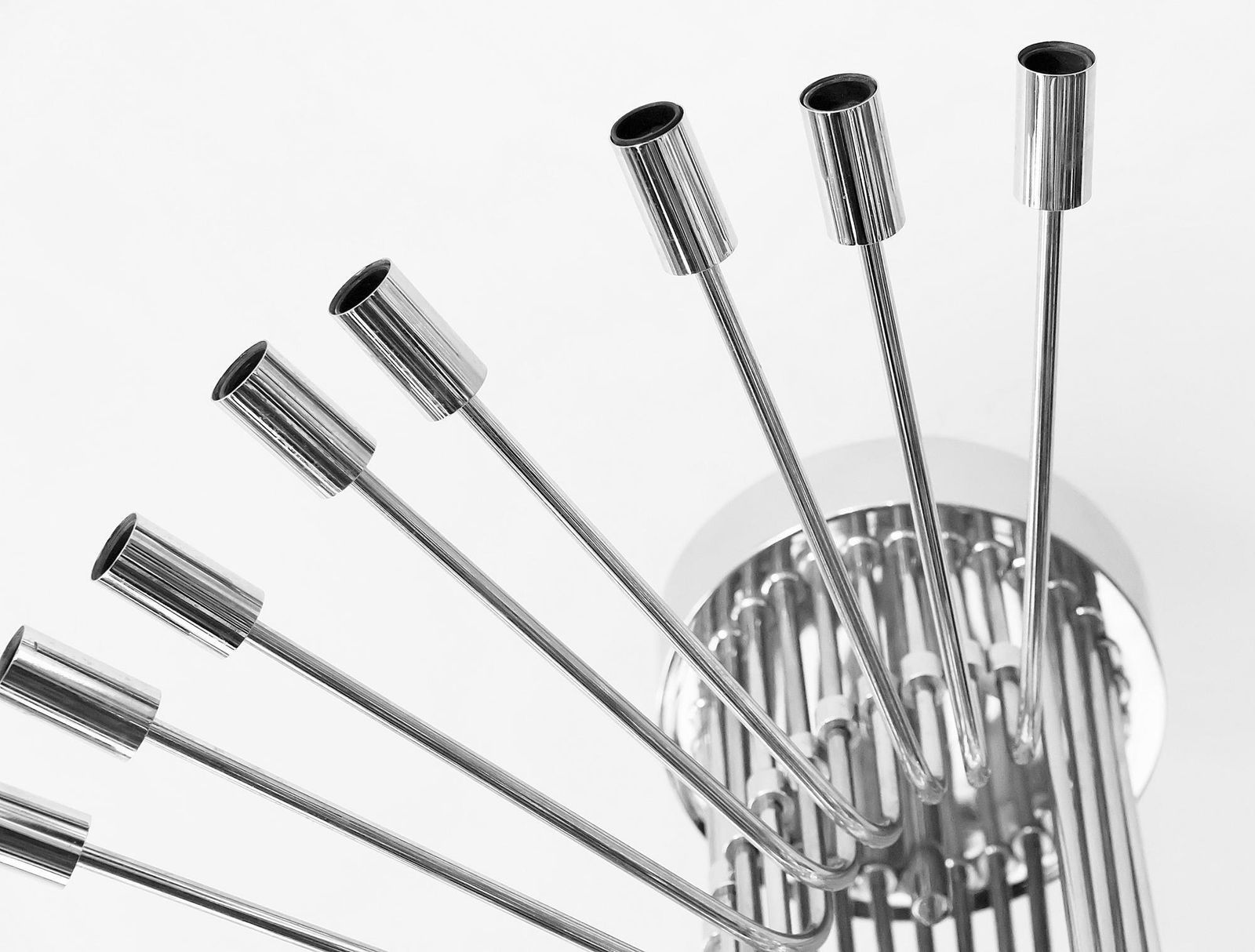 Mid Century Italian Gaetano Sciolari Spiral Chrome Chandelier, Circa 1970 photo 3653.0