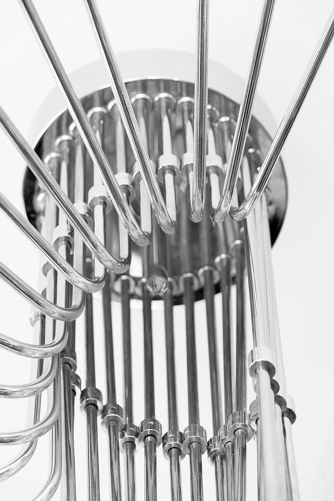 Mid Century Italian Gaetano Sciolari Spiral Chrome Chandelier, Circa 1970 photo vinterior