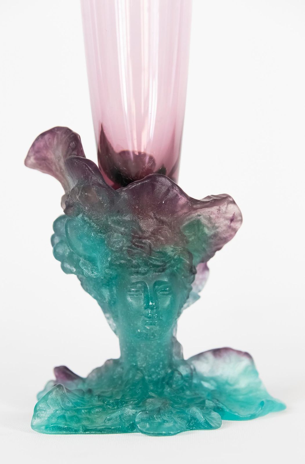 Tall French Daum Bacchus Green Amethyst Vase Pâté De Verre photo furniture