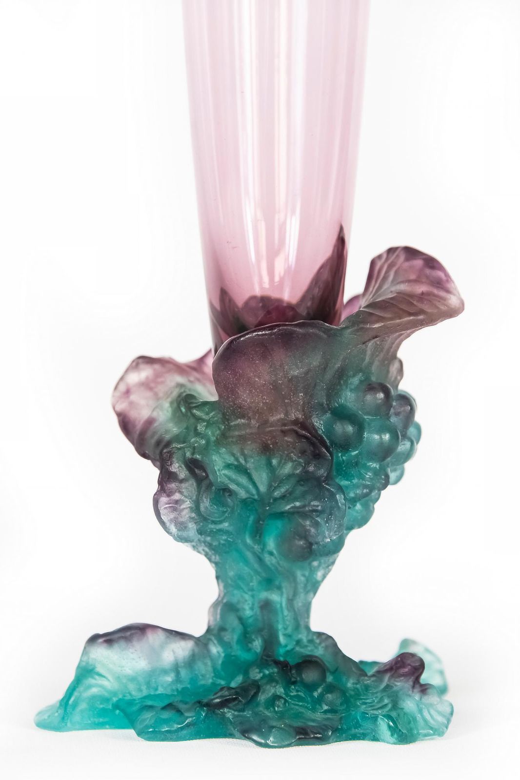 Tall French Daum Bacchus Green Amethyst Vase Pâté De Verre photo Home Decor