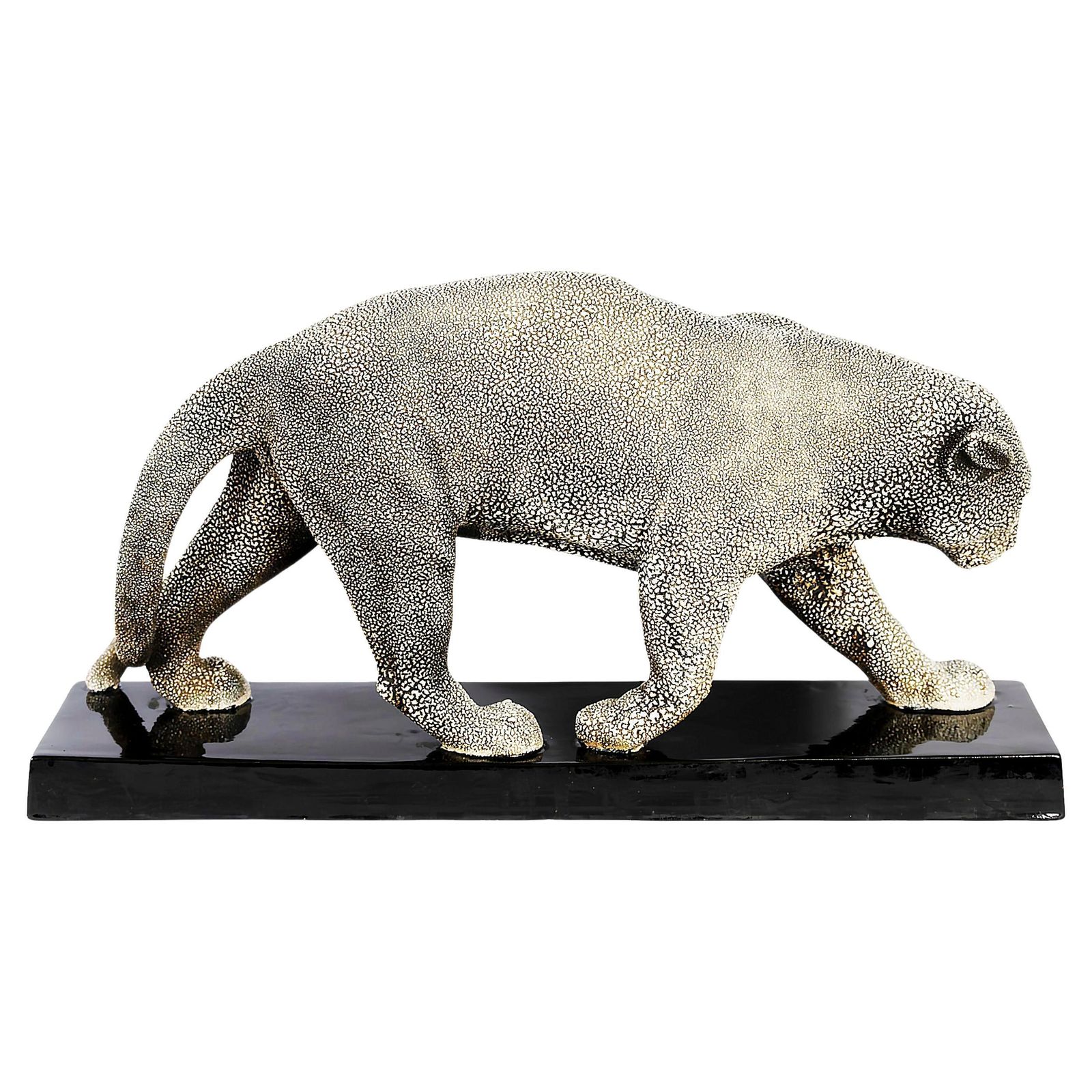 French Art Deco Ceramic Panther Sculpture By G.Beauvais For Edition Kaza, 1930's photo for sale