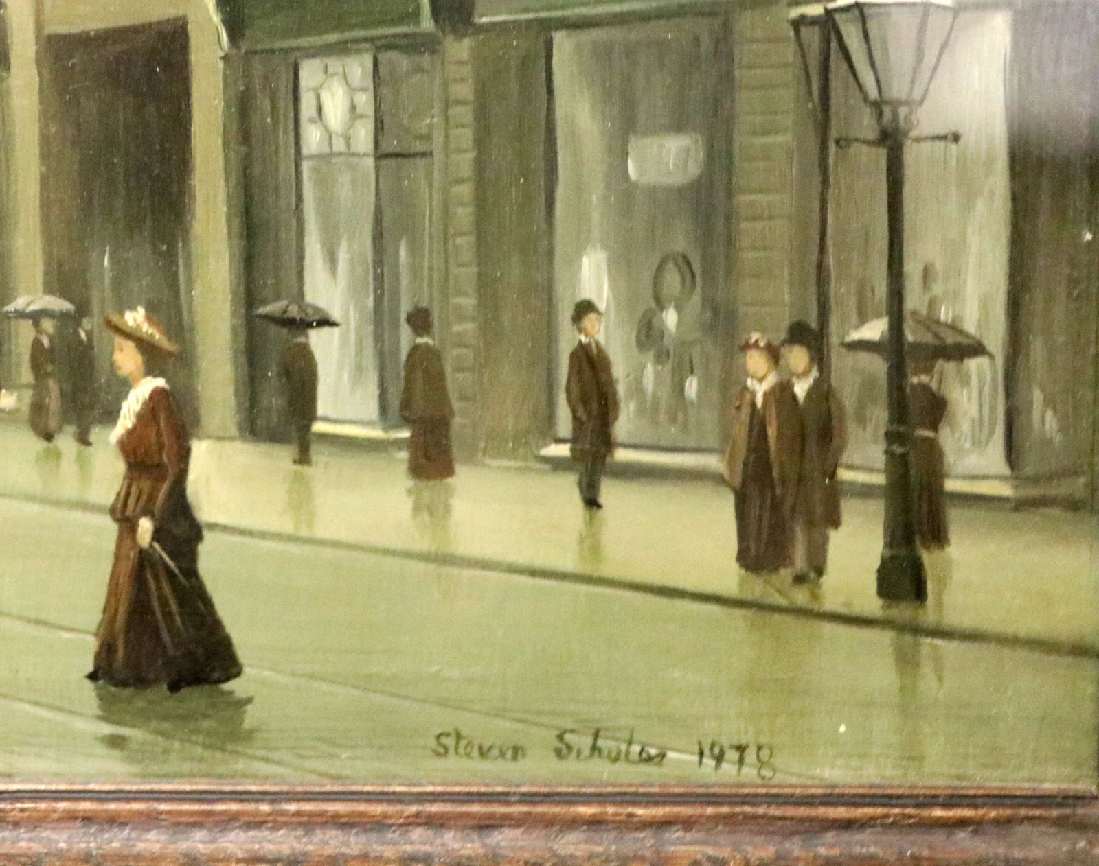 Northern Art! Steven Scholes (Born 1952); Oil On Board, Manchester Street Scene. photo buy