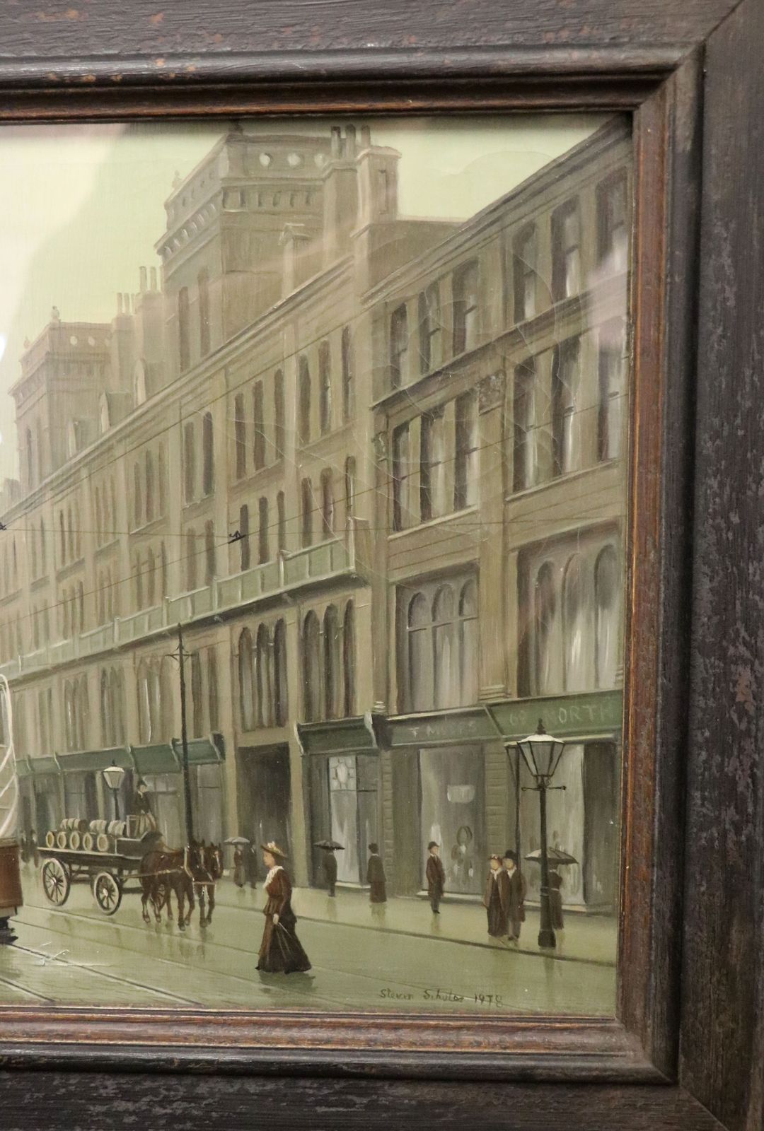 photo furniture Northern Art! Steven Scholes (Born 1952); Oil On Board, Manchester Street Scene.