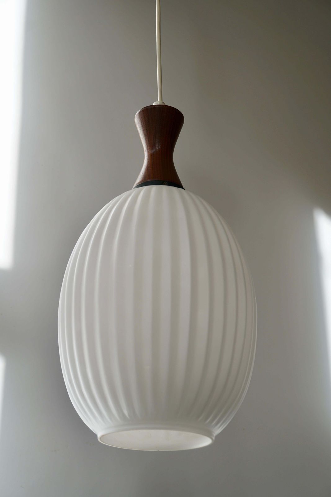Midcentury Danish Glass And Wood Chandelier Or Pendant Light photo 1061.0