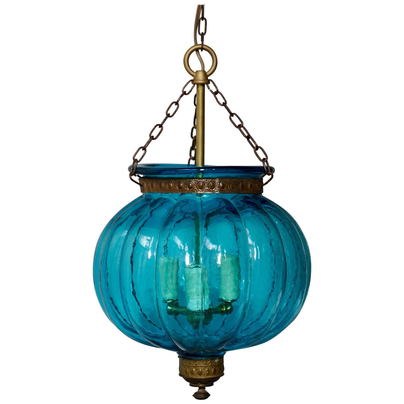 Blue Crystal Pendant Light By Val St. Lambert