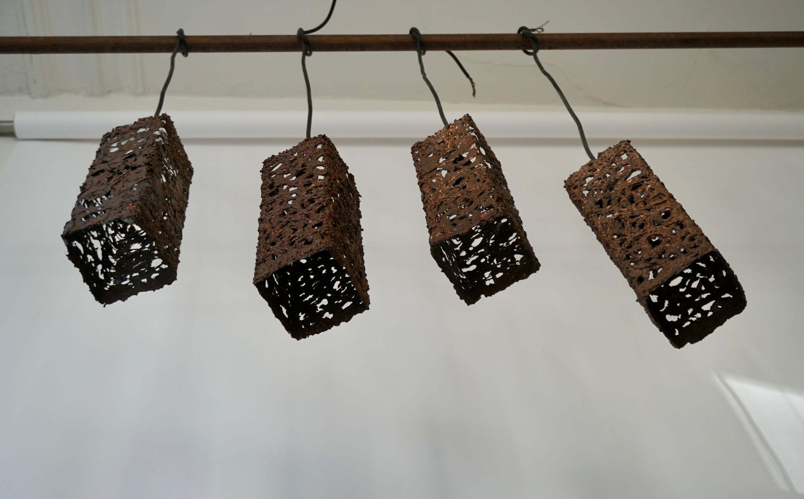 Four Organic Relief Copper Ceiling Lamp By Aimo Tukiainen Finland, 1960's photo for sale