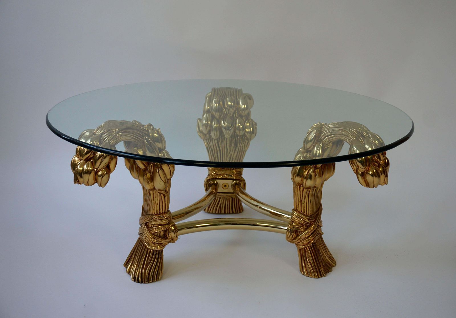 Round Glass Coffee Table In The Manner Of Maison Jansen photo vinterior