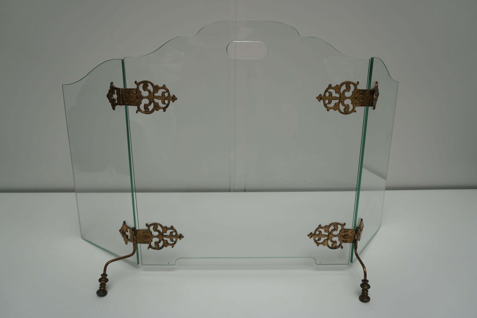 Glass And Brass Fireplace Screen photo for sale