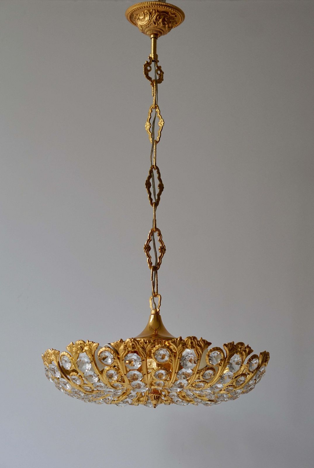 Hollywood Regency Crystal And Gilded Chandelier By Palwa photo buy