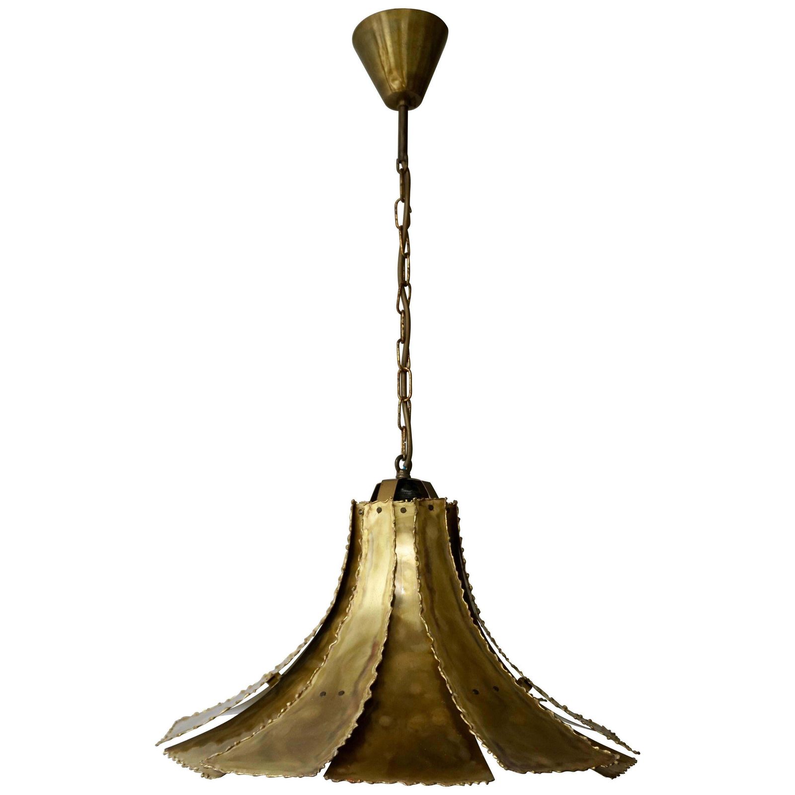Mid Century Modern Oxidized Brass Brutalist Chandelier By Sorensen Denmark 1960s