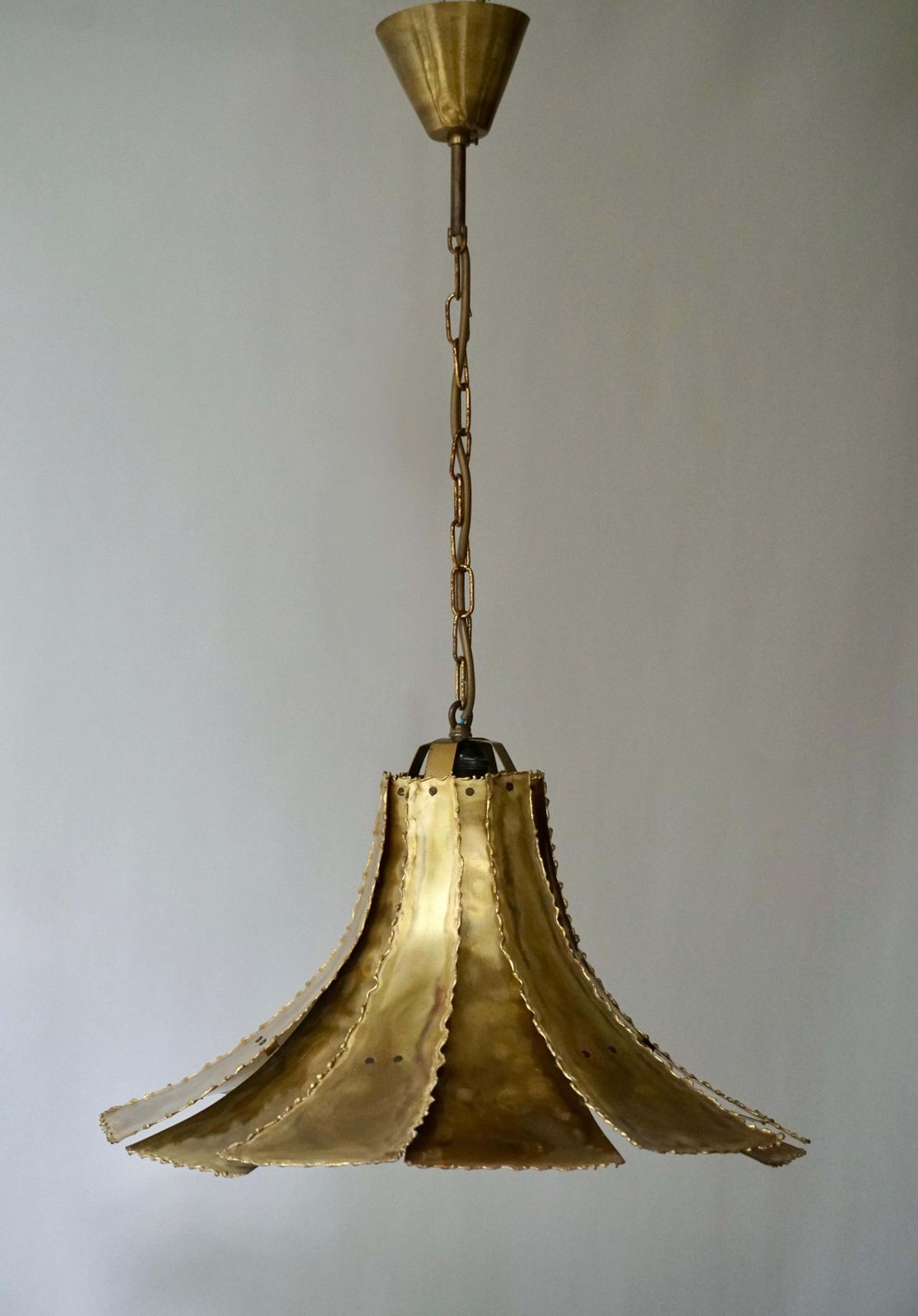 Mid Century Modern Oxidized Brass Brutalist Chandelier By Sorensen Denmark 1960s photo vinterior