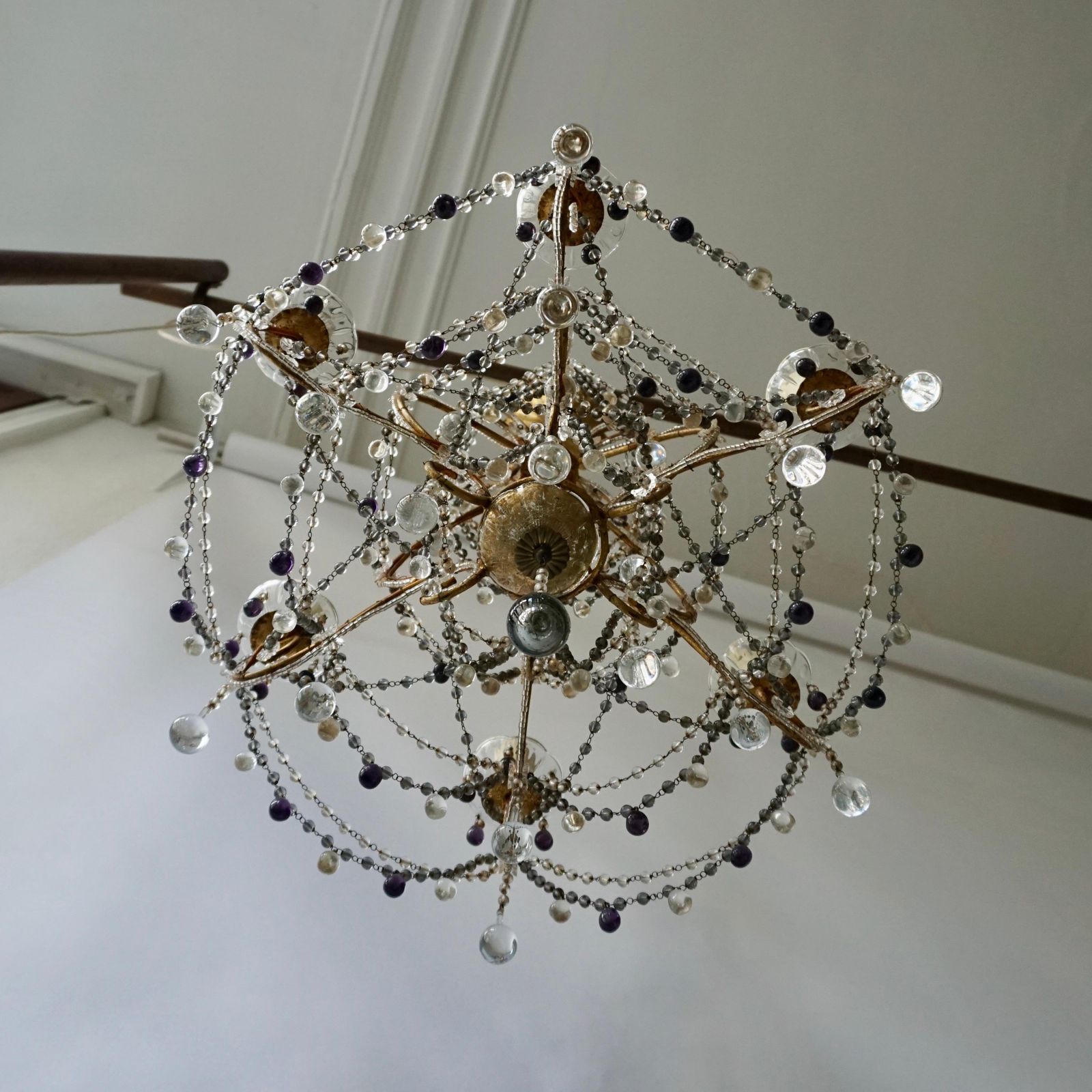 Fine Quality Victorian Chandelier With Purple Glass photo Lighting