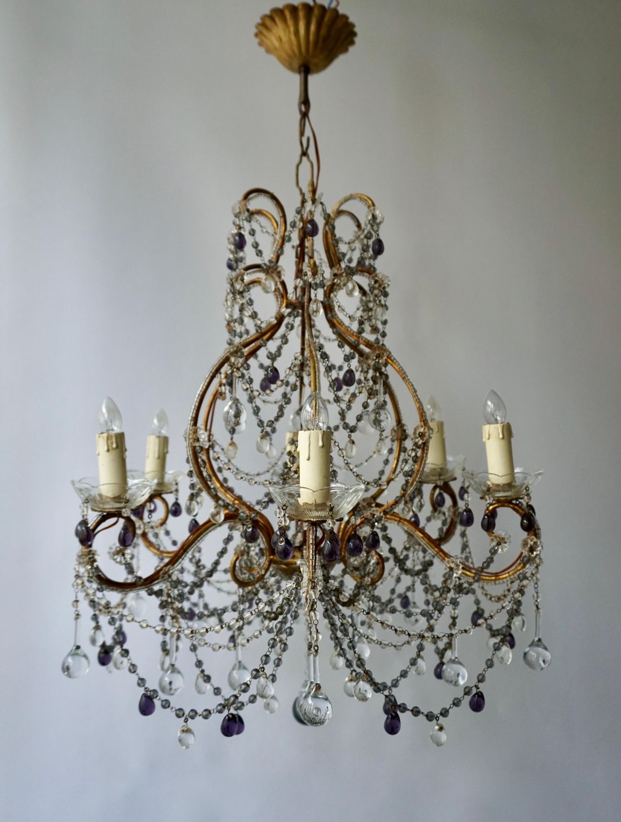 Fine Quality Victorian Chandelier With Purple Glass photo 1231.0