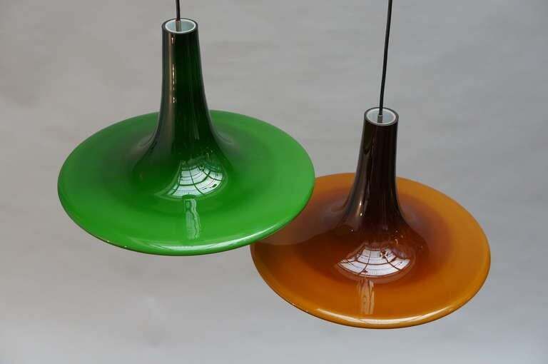 One Of Two Glass Pendant Lights By Peil And Putzler, 1970s, Germany photo 1401.0