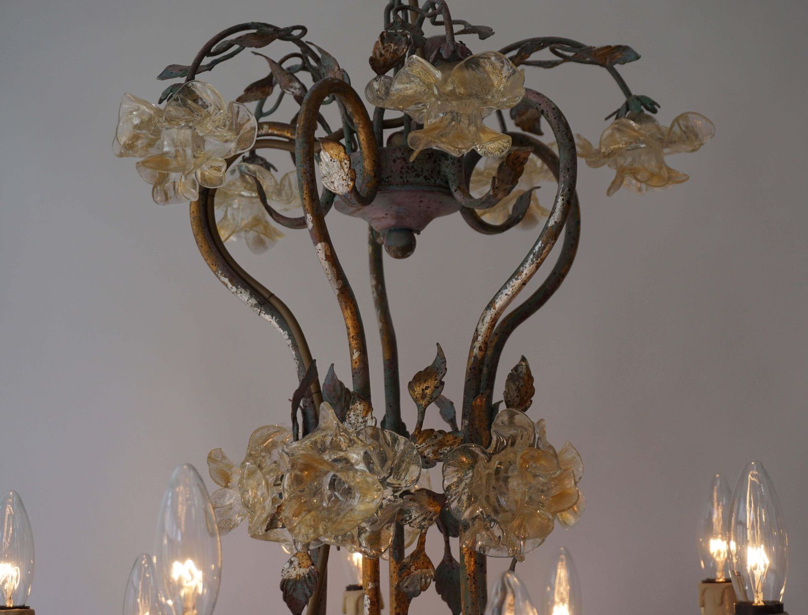 photo for sale Italian Chandelier With Glass Flowers